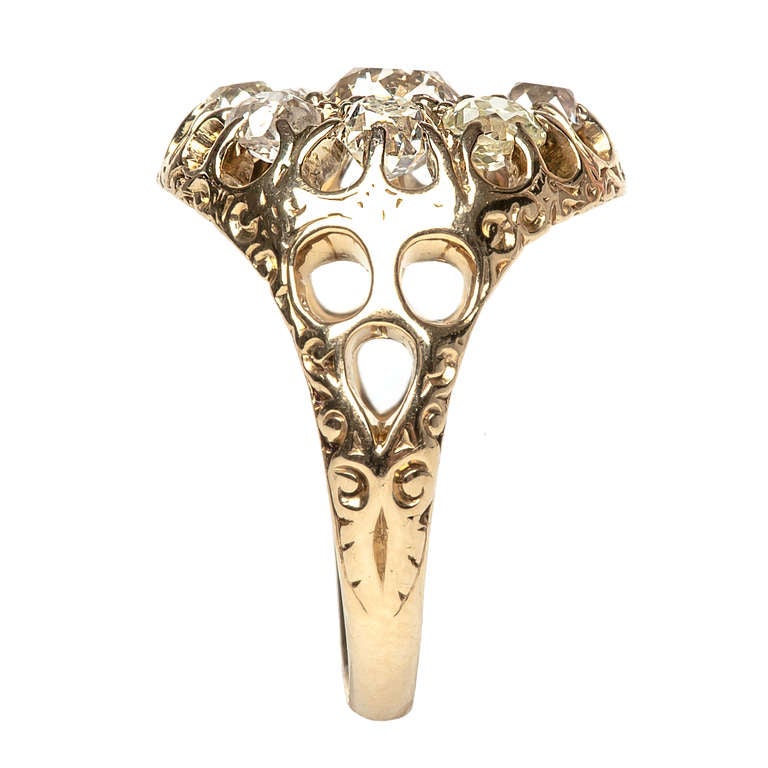 Diamond Gold Victorian Cluster Ring