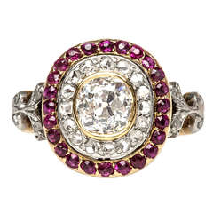 French Diamond & Ruby Edwardian Engagement Ring