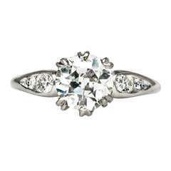 1.31 Carat Diamond Platinum Art Deco Engagement Ring