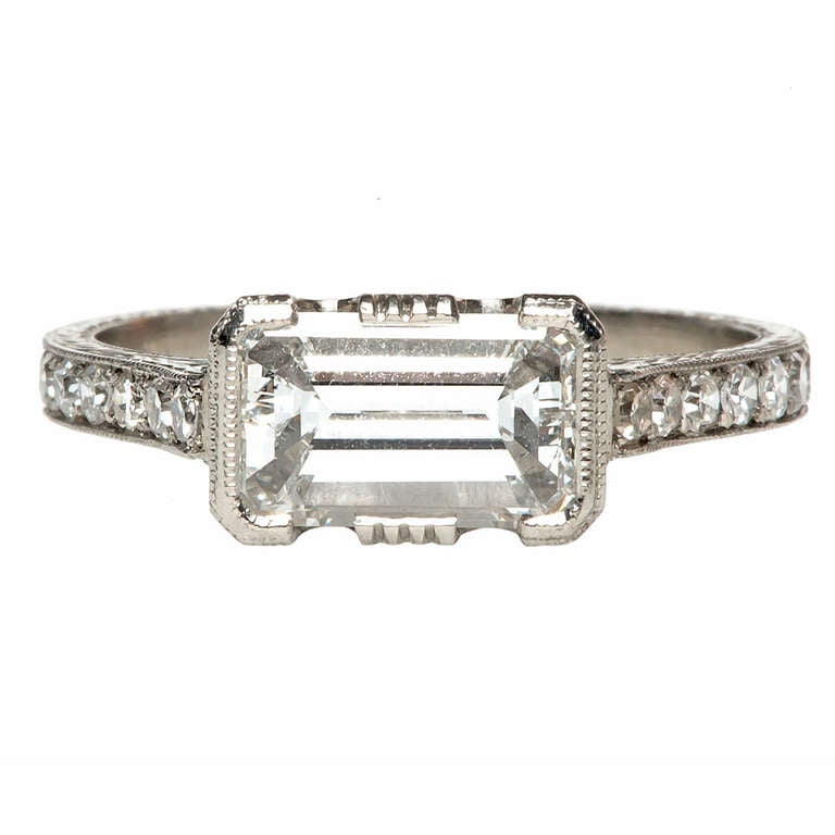 Trumpet and Horn 1.53 Carat Diamond Platinum Engagement Ring at 1stDibs