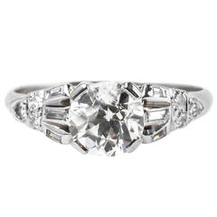 Delightful Art Deco 1.04 Carat Diamond Platinum Engagement Ring