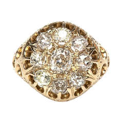 Diamond Gold Victorian Cluster Ring