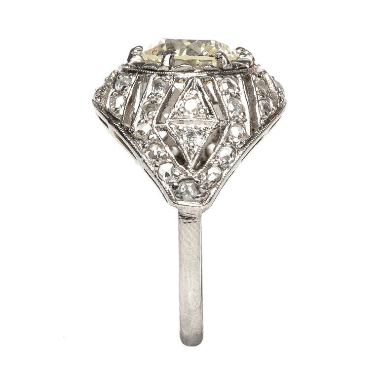 Women's 1.43 Carat Diamond Platinum Edwardian Engagement Ring
