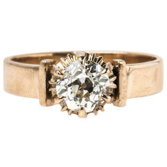 Charming Victorian Solitaire Ring with Warm Tone Diamond