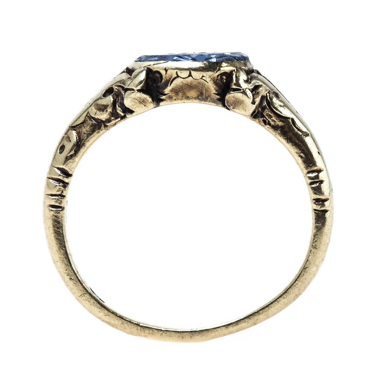 Women's Exceptional Viennese Sapphire Gold Crest Ring