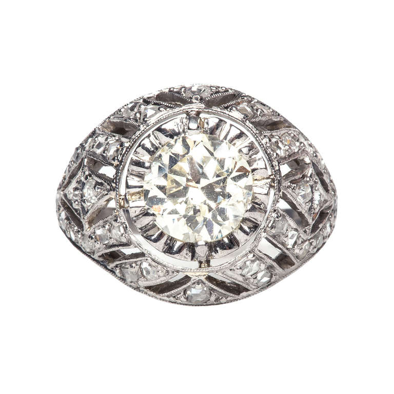 1.43 Carat Diamond Platinum Edwardian Engagement Ring