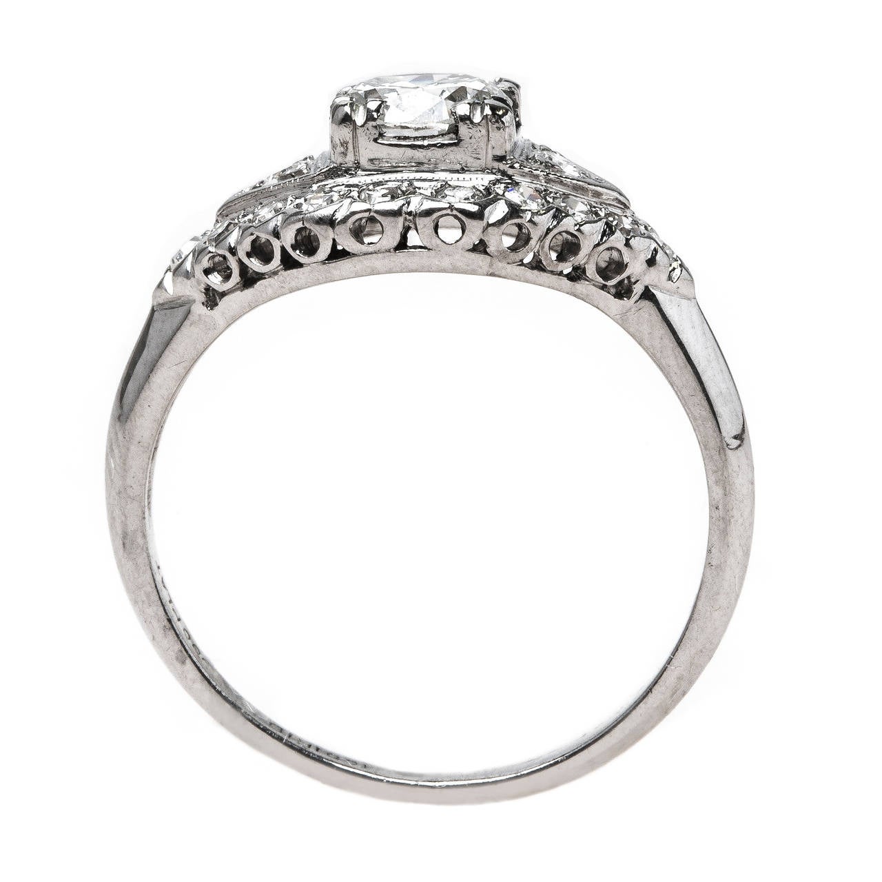 Women's Classic Art Deco Diamond Platinum Engagement Ring