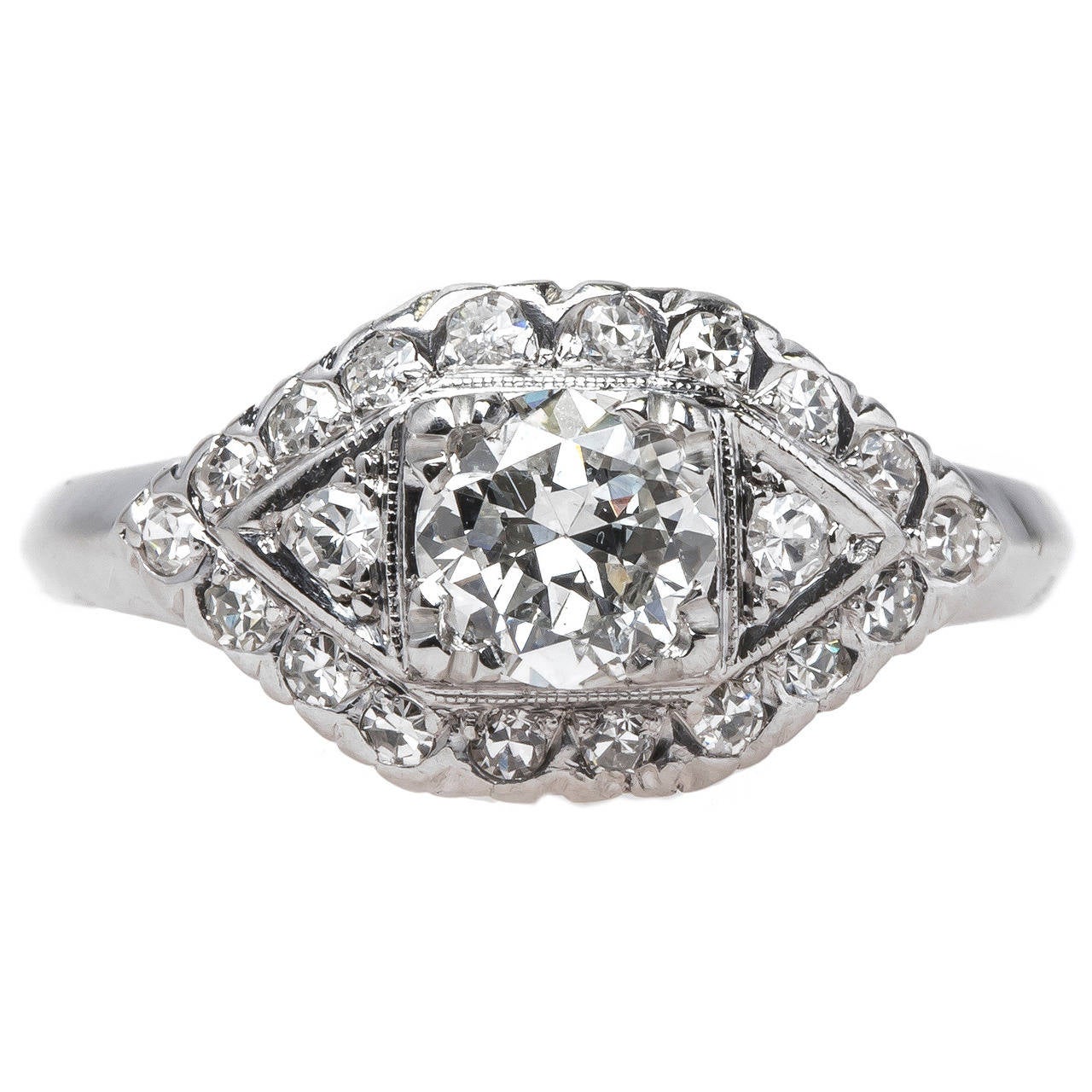 Classic Art Deco Diamond Platinum Engagement Ring