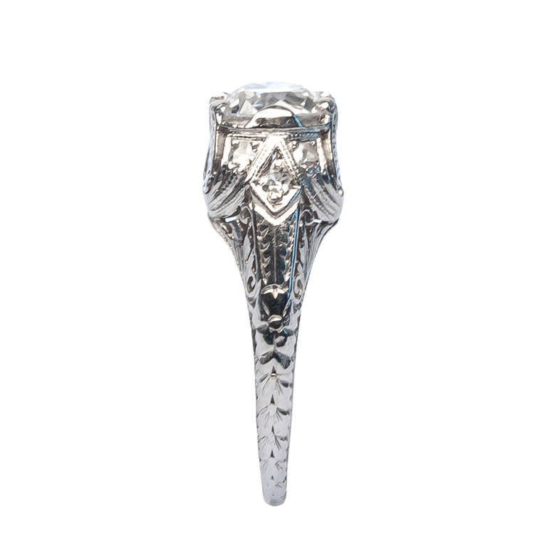 .99 Carat Diamond Platinum Edwardian Engagement Ring In Excellent Condition In Los Angeles, CA