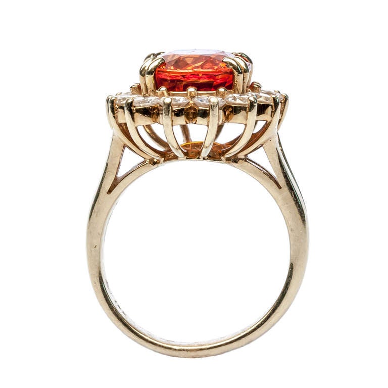 Contemporary Spessarite Garnet and Diamond Cocktail Ring