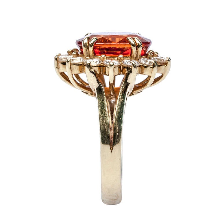 Spessarite Garnet and Diamond Cocktail Ring In Excellent Condition In Los Angeles, CA