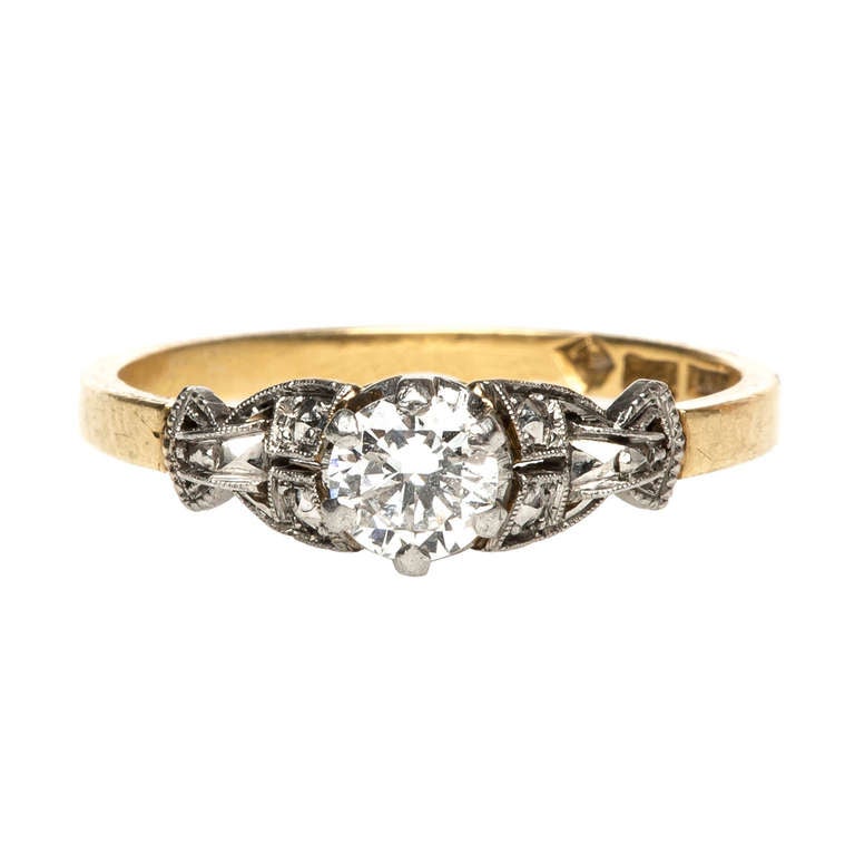 Diamond Mixed Metal Edwardian Engagement Ring