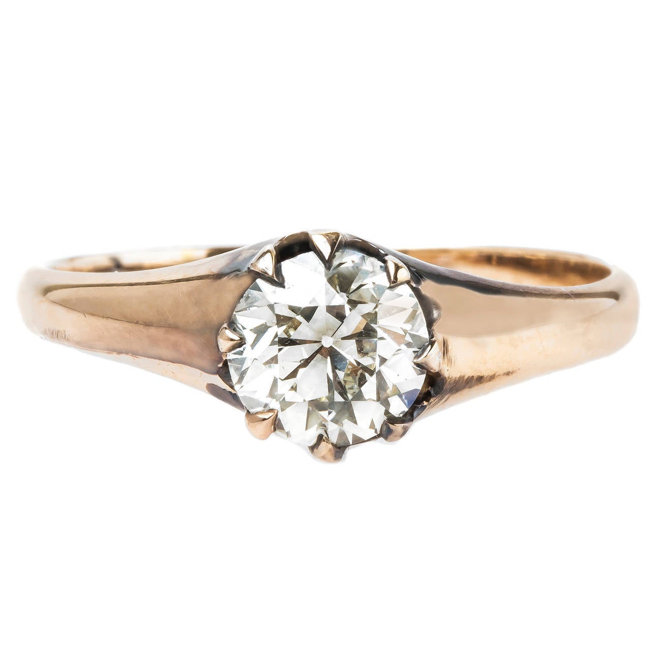 Charming Victorian Era Yellow Gold Solitaire Engagement Ring For Sale