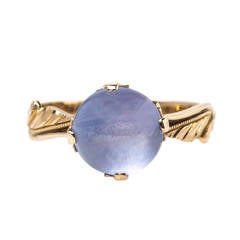 Vintage Dreamy 4.03 Carat Cabochon Sapphire Gold Solitaire Engagement Ring