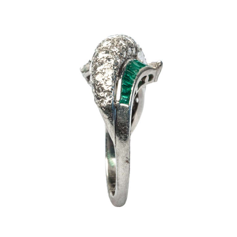 Women's Classic Emerald Diamond Bombe Style Ring