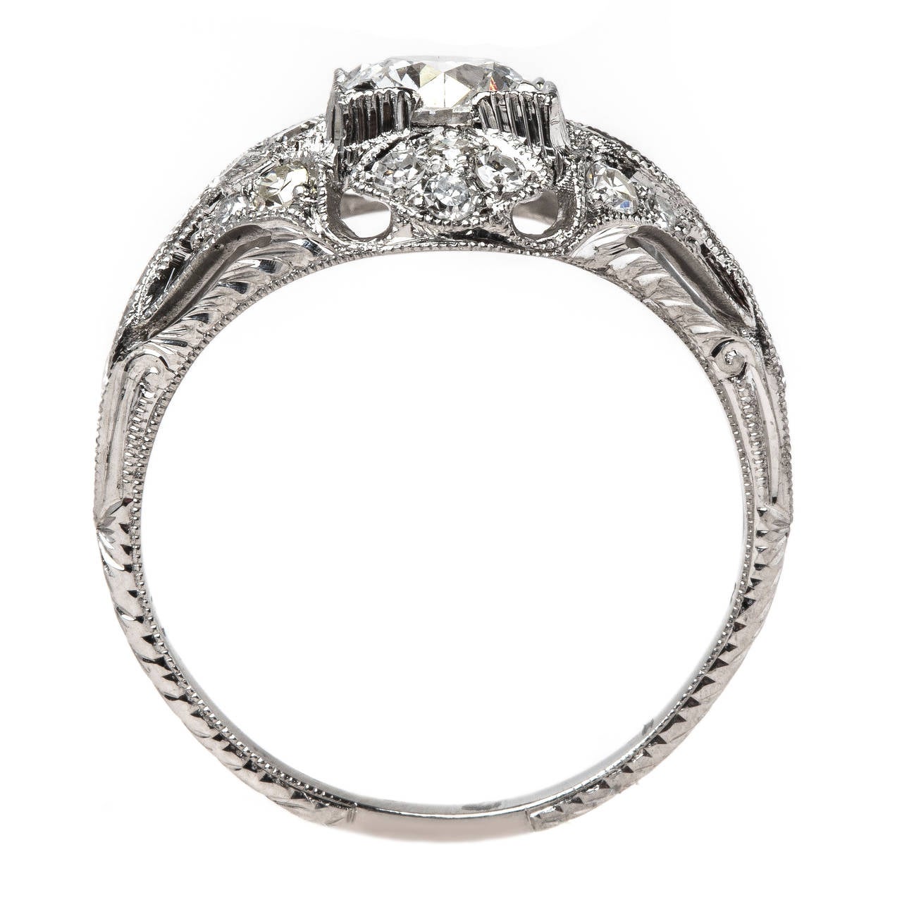 Gorgeous Platinum Engagement Ring in Box Setting For Sale at 1stDibs