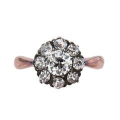 Timeless Victorian Era Rose Gold Diamond Cluster Engagement Ring Antique Timeless Victorian Era Rose Gold Diamond Cluster Engagement Ring