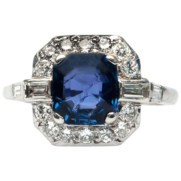 Stunning Art Deco Diamond Sapphire Ring