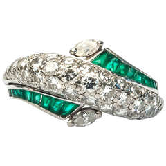 Classic Emerald Diamond Bombe Style Ring