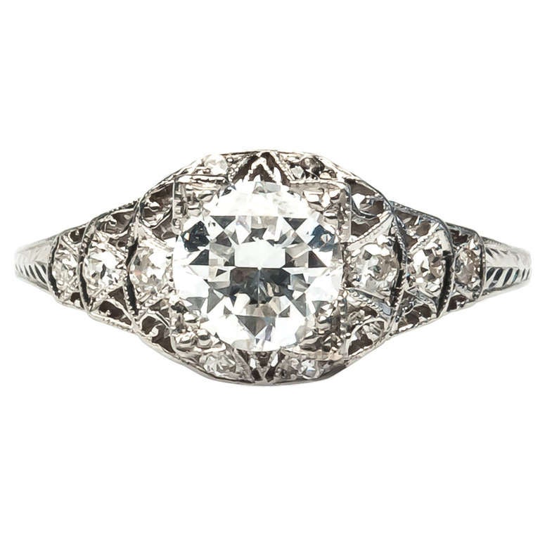 Exquisite Edwardian 1.05 Carat Diamond Engagement Ring