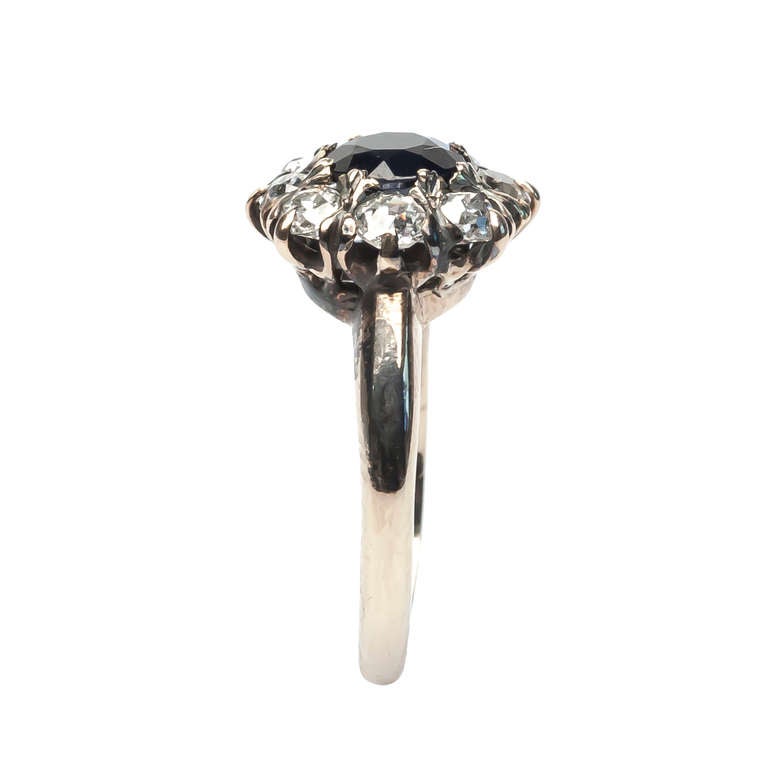 Women's Romantic Victorian Sapphire & Diamond Halo Engagement Ring