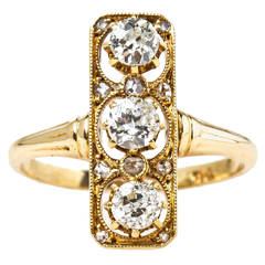 One-of-a-Kind Victorian Vertically Set Old Mine Cut Diamond Gold Engagement Ring