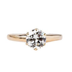 Classic Victorian 1.02 Carat Diamond Gold Solitaire Engagement Ring