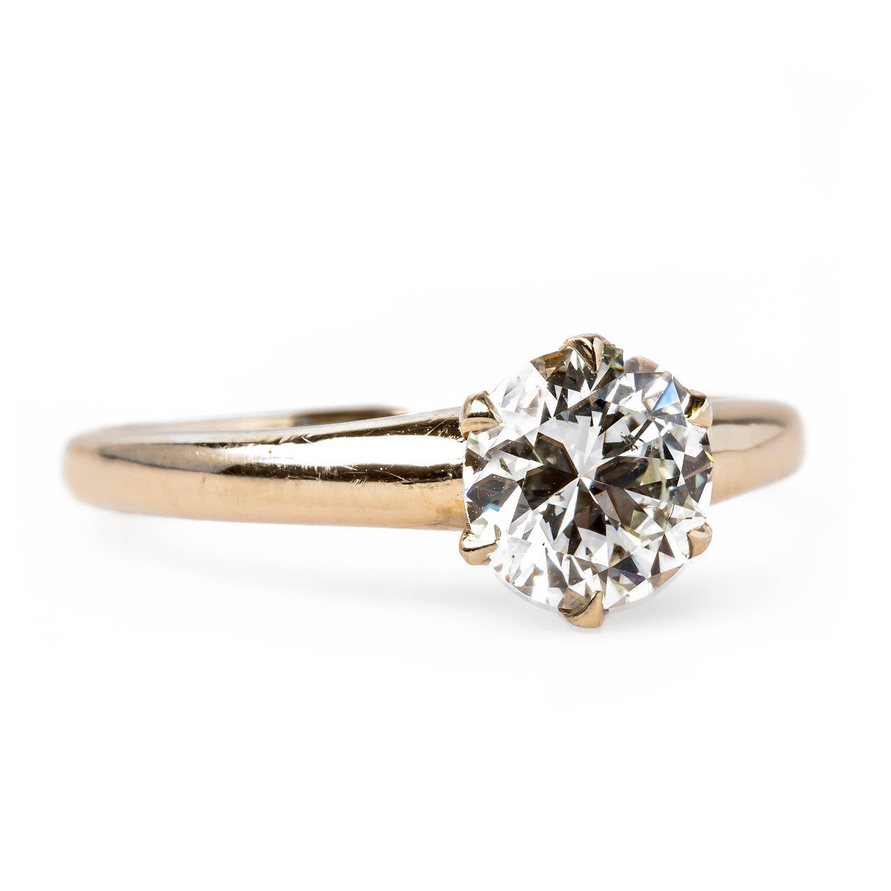 Classic Victorian 1.02 Carat Diamond Gold Solitaire Engagement Ring