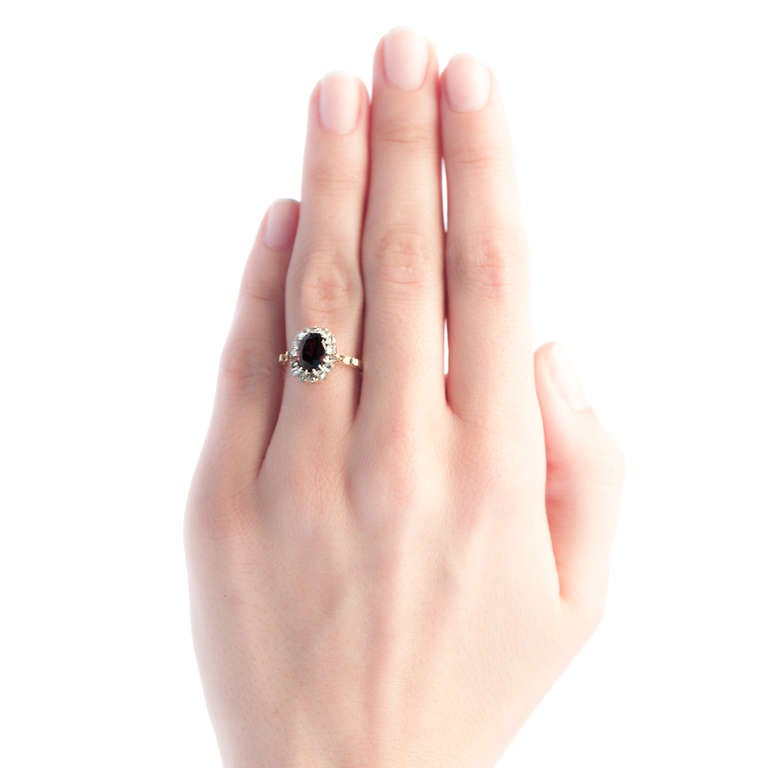 Women's Whimsical Garnet Diamond Victorian Engagement Ring