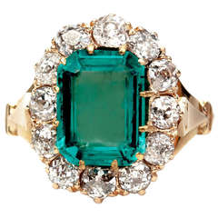 Gorgeous Victorian Emerald Diamond Engagement Ring