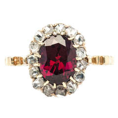 Whimsical Garnet Diamond Victorian Engagement Ring