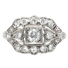 Classic Art Deco Diamond Platinum Engagement Ring