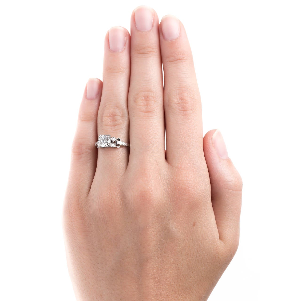 Art Deco 0.84 Carat EGL Cert Diamond Platinum Engagement Ring In Excellent Condition For Sale In Los Angeles, CA