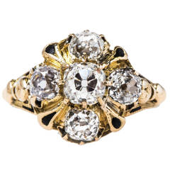 Spectacular Victorian Era Cluster Engagement Ring with Old Mine Cut Diamonds