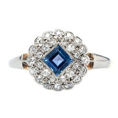 Sapphire and Diamond Victorian Engagement Ring