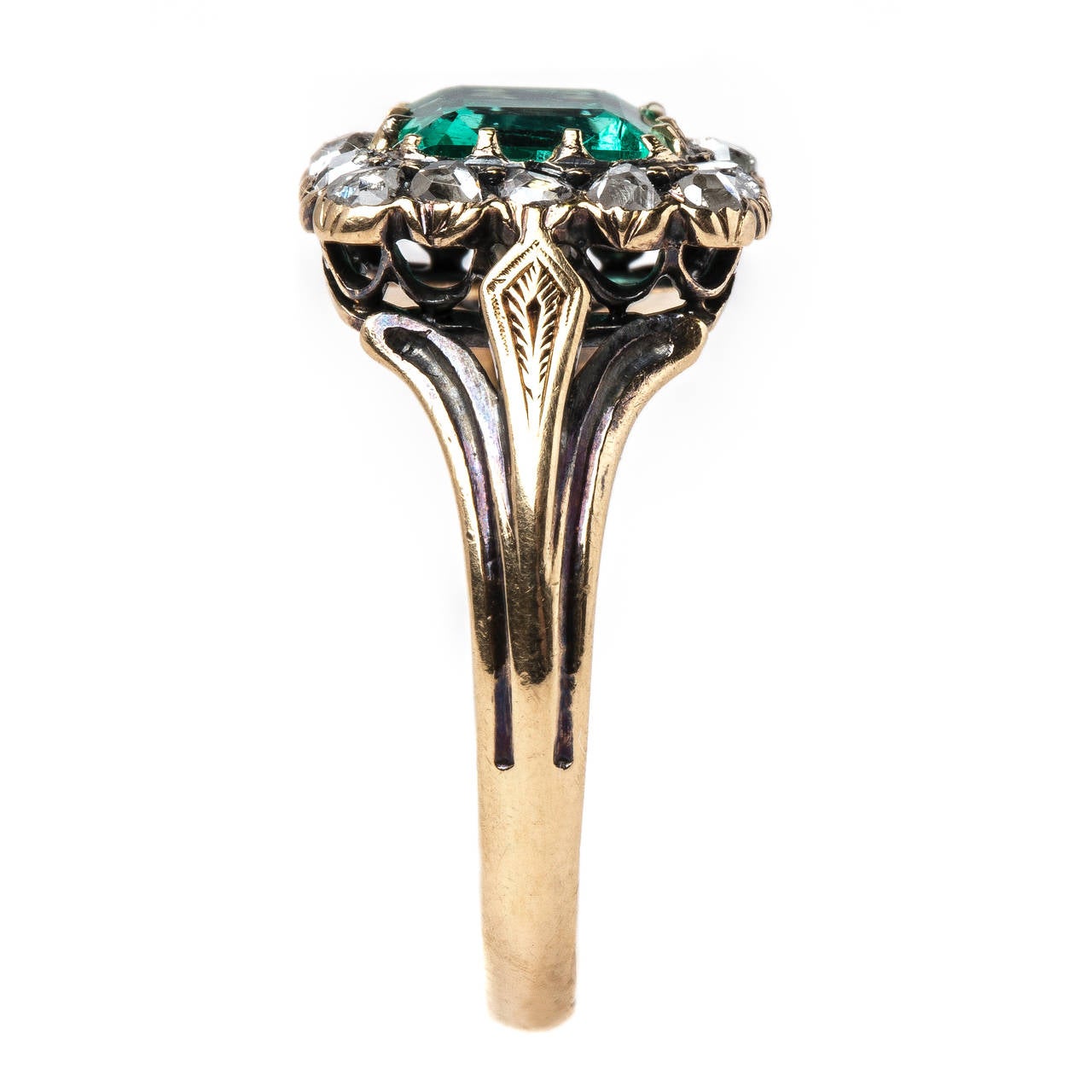Fabulous Victorian Ring with Emerald Center, Diamond and French Hallmarks 1