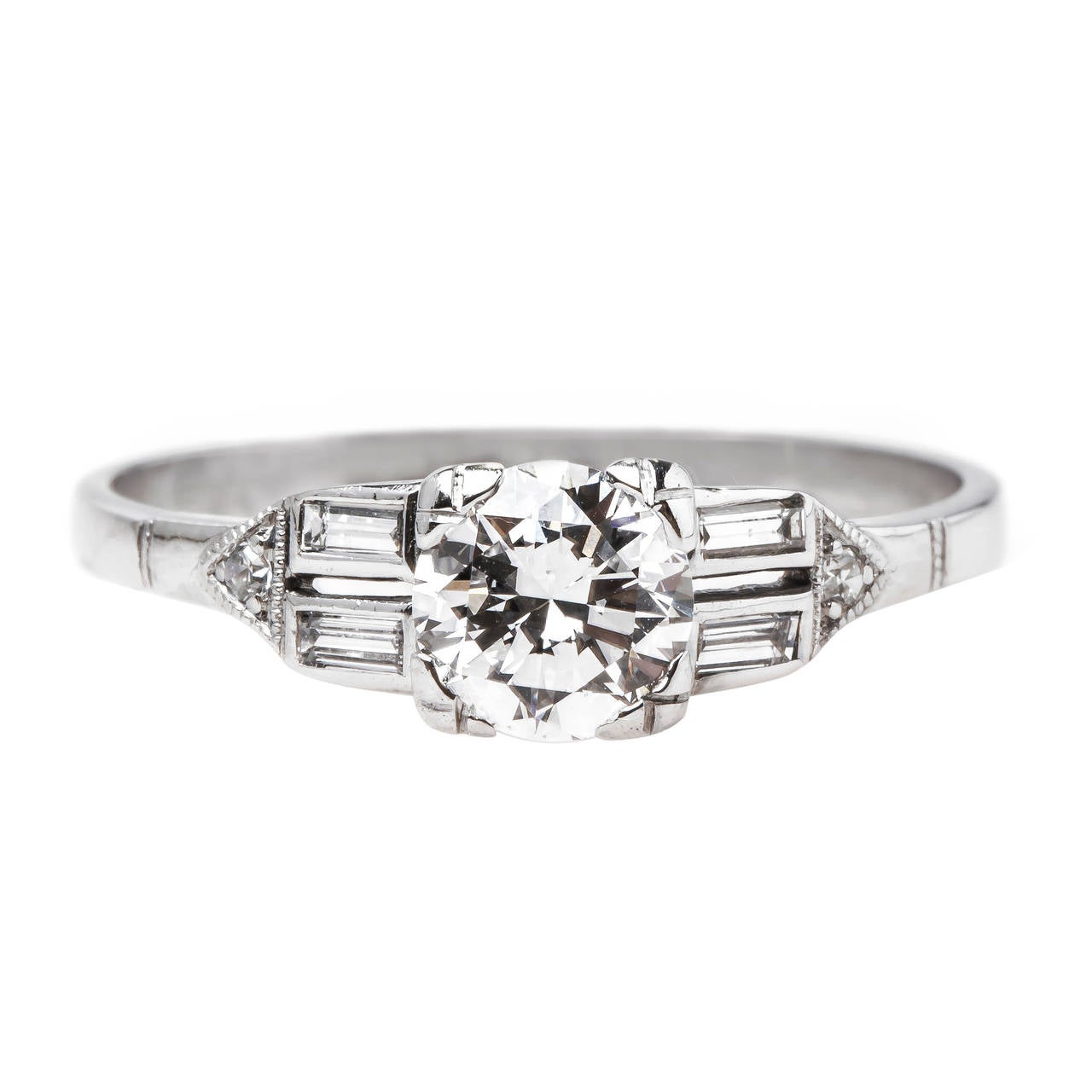 Traditional Mid-Century Ring with Perfectly White 0.78ct EGL certified diamond For Sale