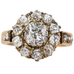 Antique Stunning Victorian Cluster Ring with Glittering Old Mine Cut Diamonds