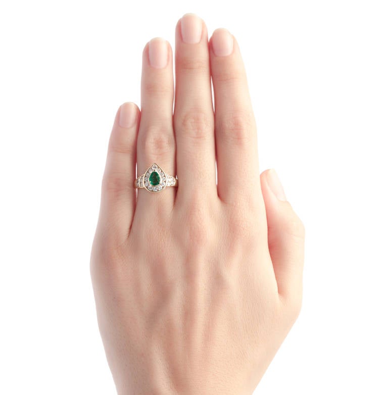 Hennell of Bond Street Emerald Diamond Ring 1980s