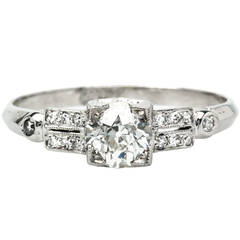 Art Deco .72 Carat Diamond Platinum Engagement Ring