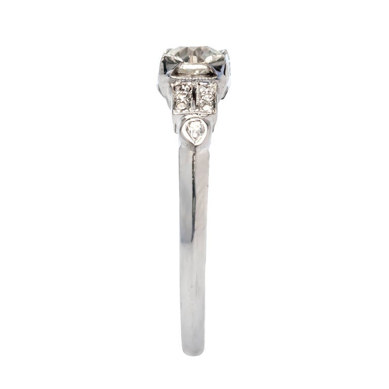 Women's Art Deco .72 Carat Diamond Platinum Engagement Ring
