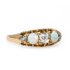Victorian Opal Diamond Gold Engagement Ring