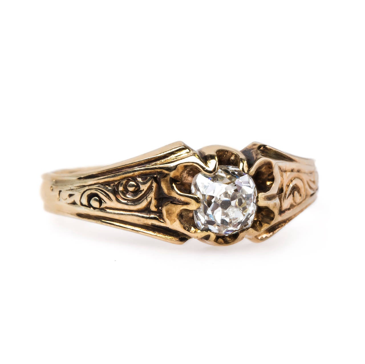 Victorian Diamond Gold Solitaire Engagement Ring