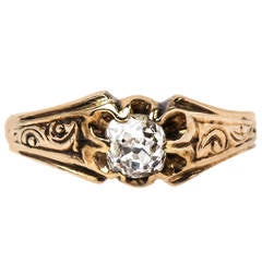 Victorian Diamond Gold Solitaire Engagement Ring