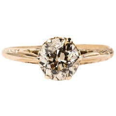 Edwardian 1.07 Carat Diamond Gold Solitaire Engagement Ring Edwardian 1.07 Carat Diamond Gold Solitaire Engagement Ring