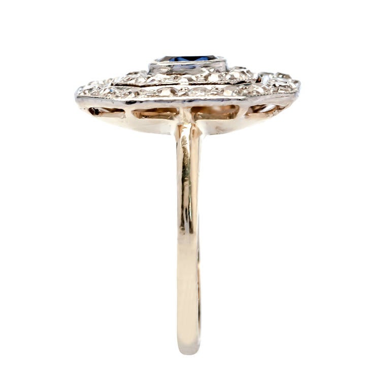 Women's Elegant Edwardian Sapphire Diamond Engagement Ring