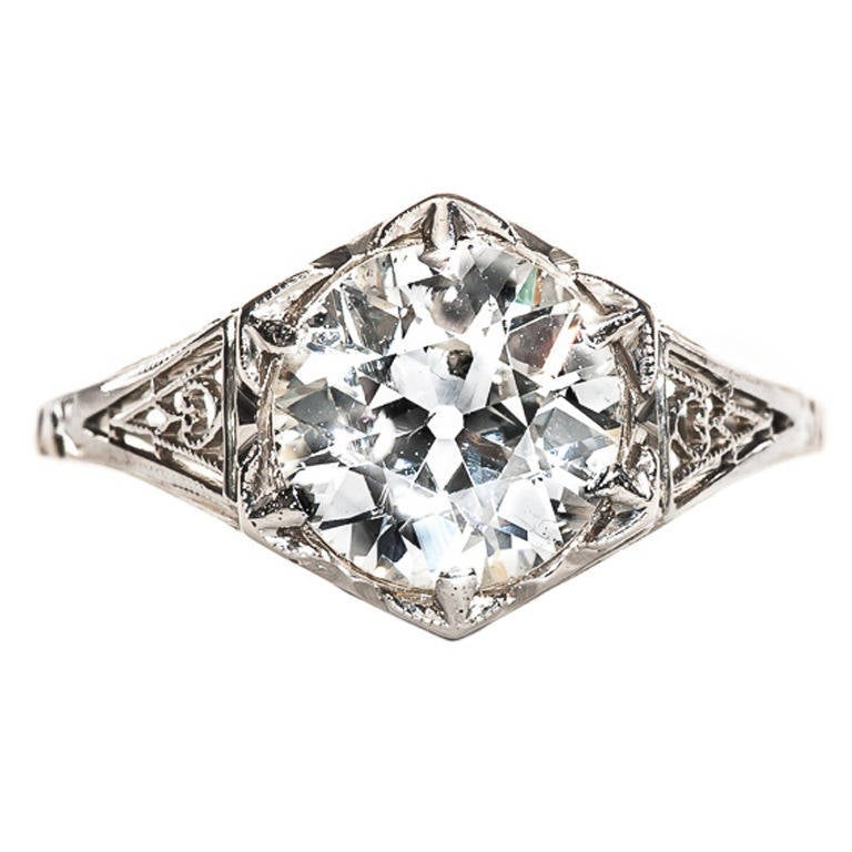 Edwardian 1.90 Carat Diamond Gold Engagement Ring