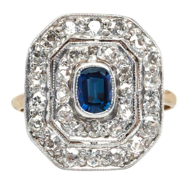 Elegant Edwardian Sapphire Diamond Engagement Ring