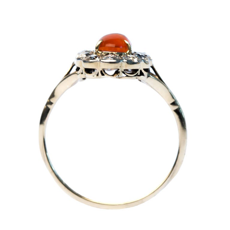 Women's Fire Opal and Diamond Edwardian Ring
