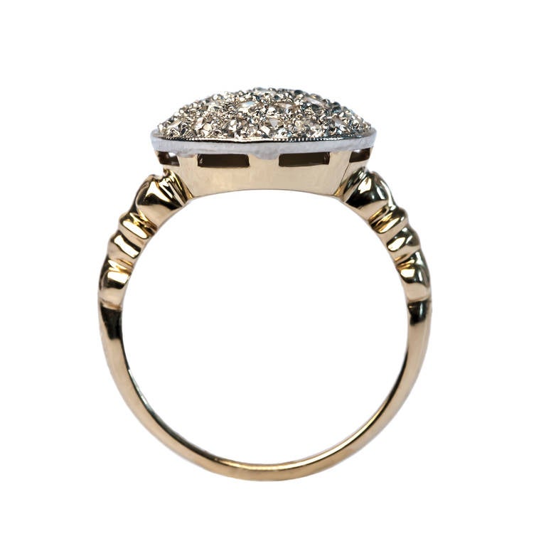 Women's Diamond Gold Platinum-Topped Bombe Ring